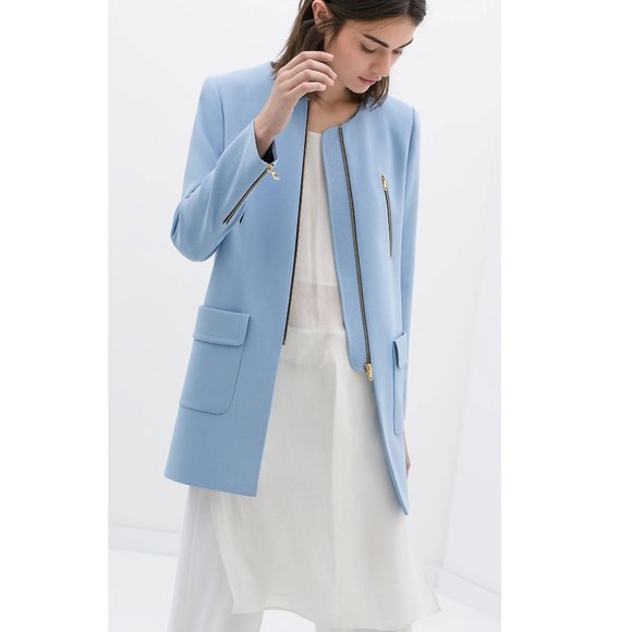 Zara Blue Blazer with Modern Tailored Design - Picture 2 of 8
